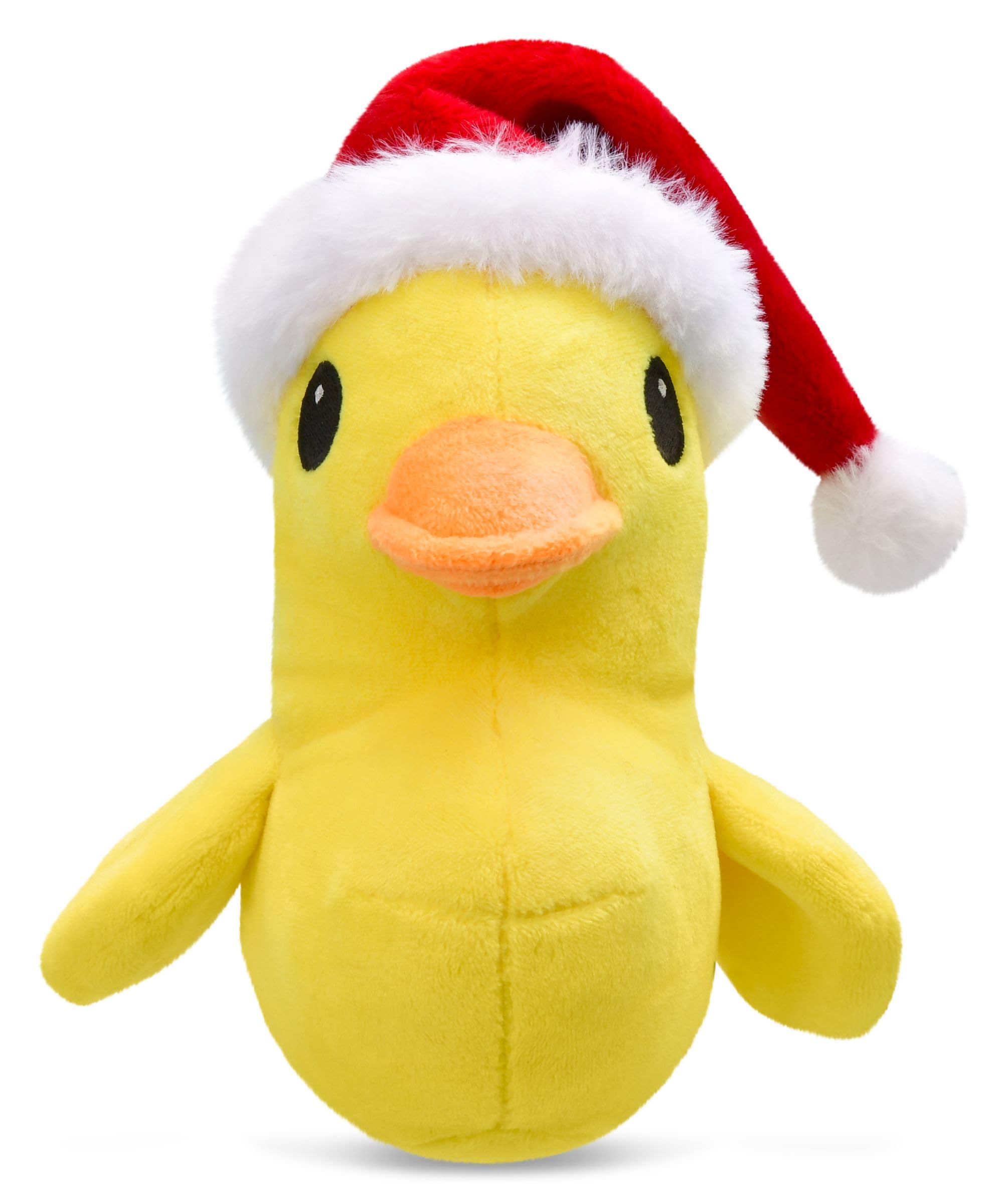 iscream 8" x 4" Ducky in a Santa Hat Embroidered Accent Fur Trimmed Pillow Buddy - Image 3