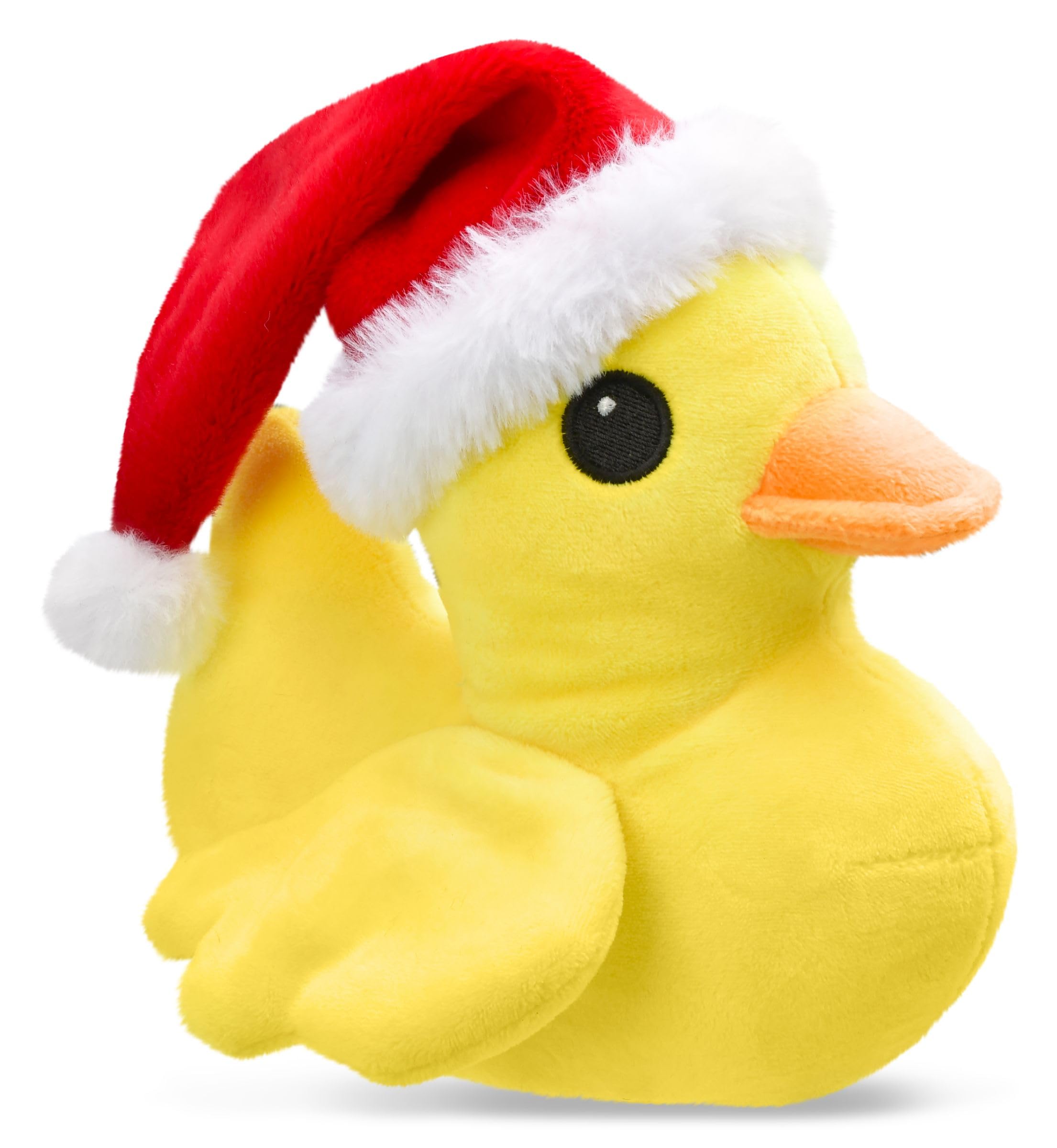 iscream 8" x 4" Ducky in a Santa Hat Embroidered Accent Fur Trimmed Pillow Buddy - Image 4