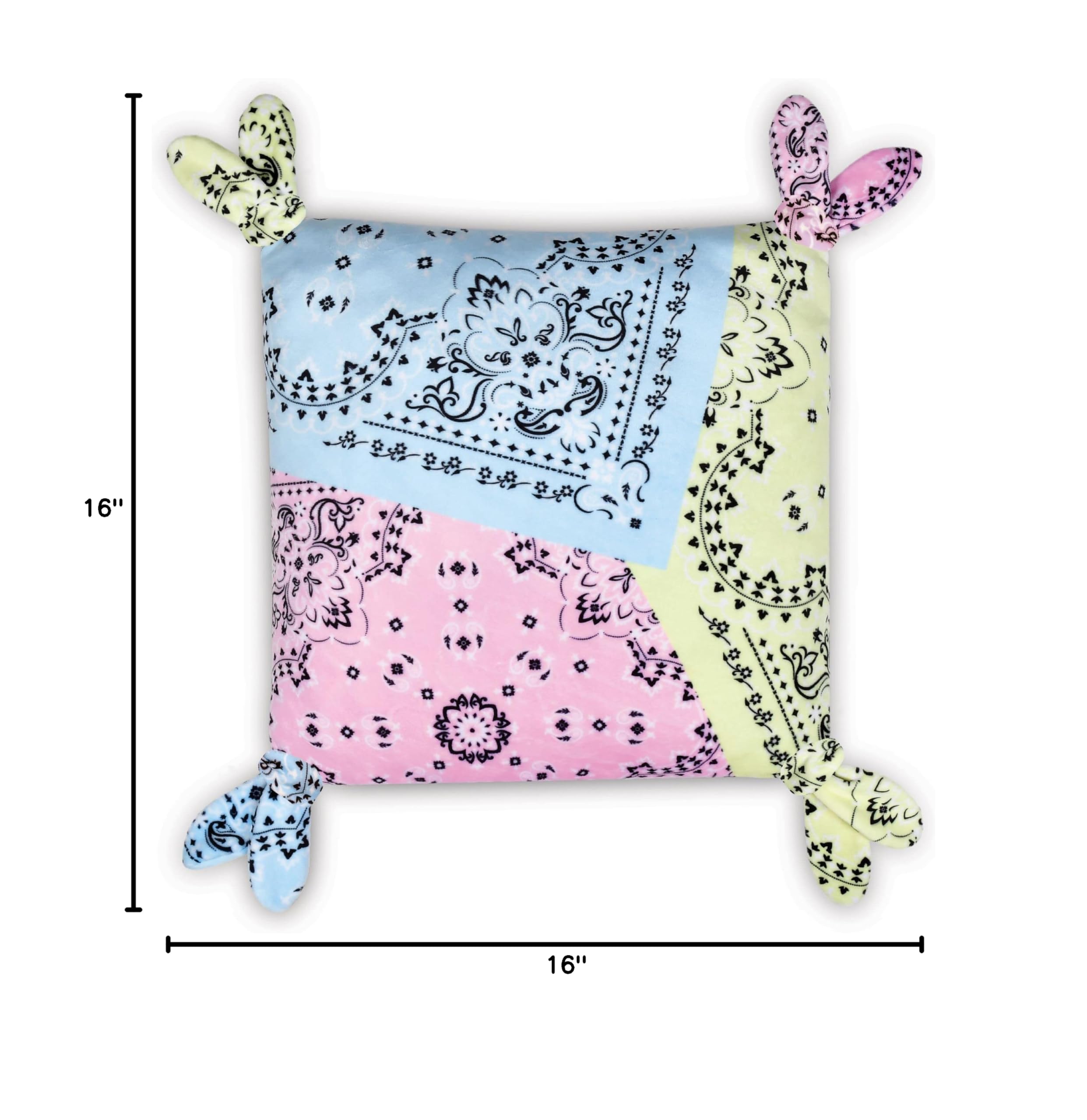 iscream Bandana Patchwork Silky Fleece 16" x 16" Square Accent Pillow - Image 4