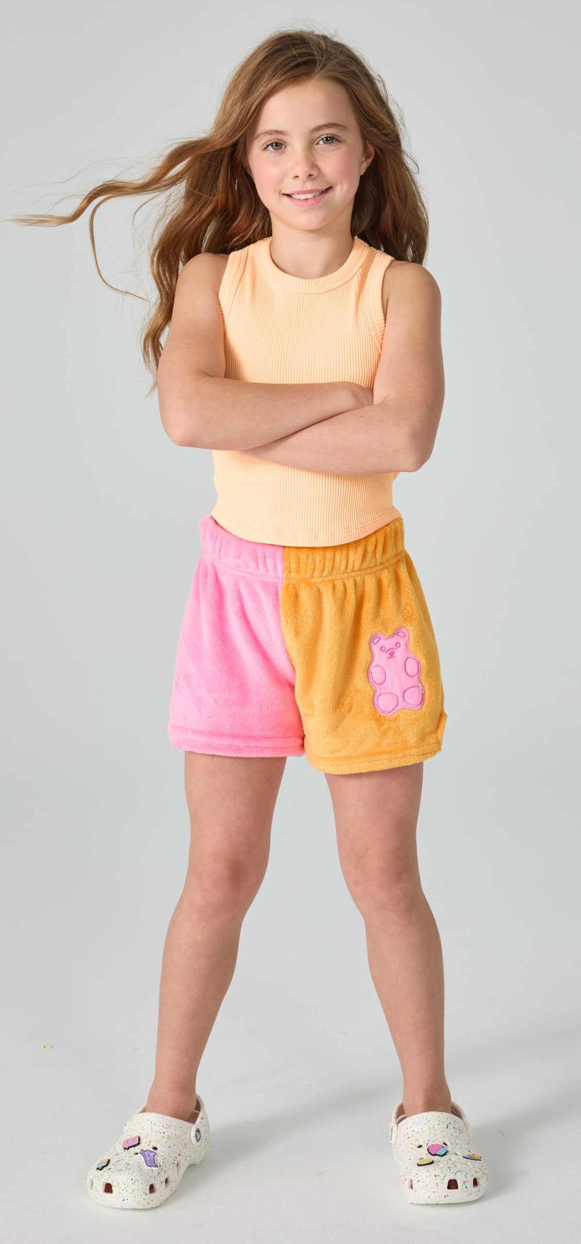iscream Big Girls Silky Soft Embroidered Accent Plush Fleece Shorts - Bold Color Block Collection - Image 3