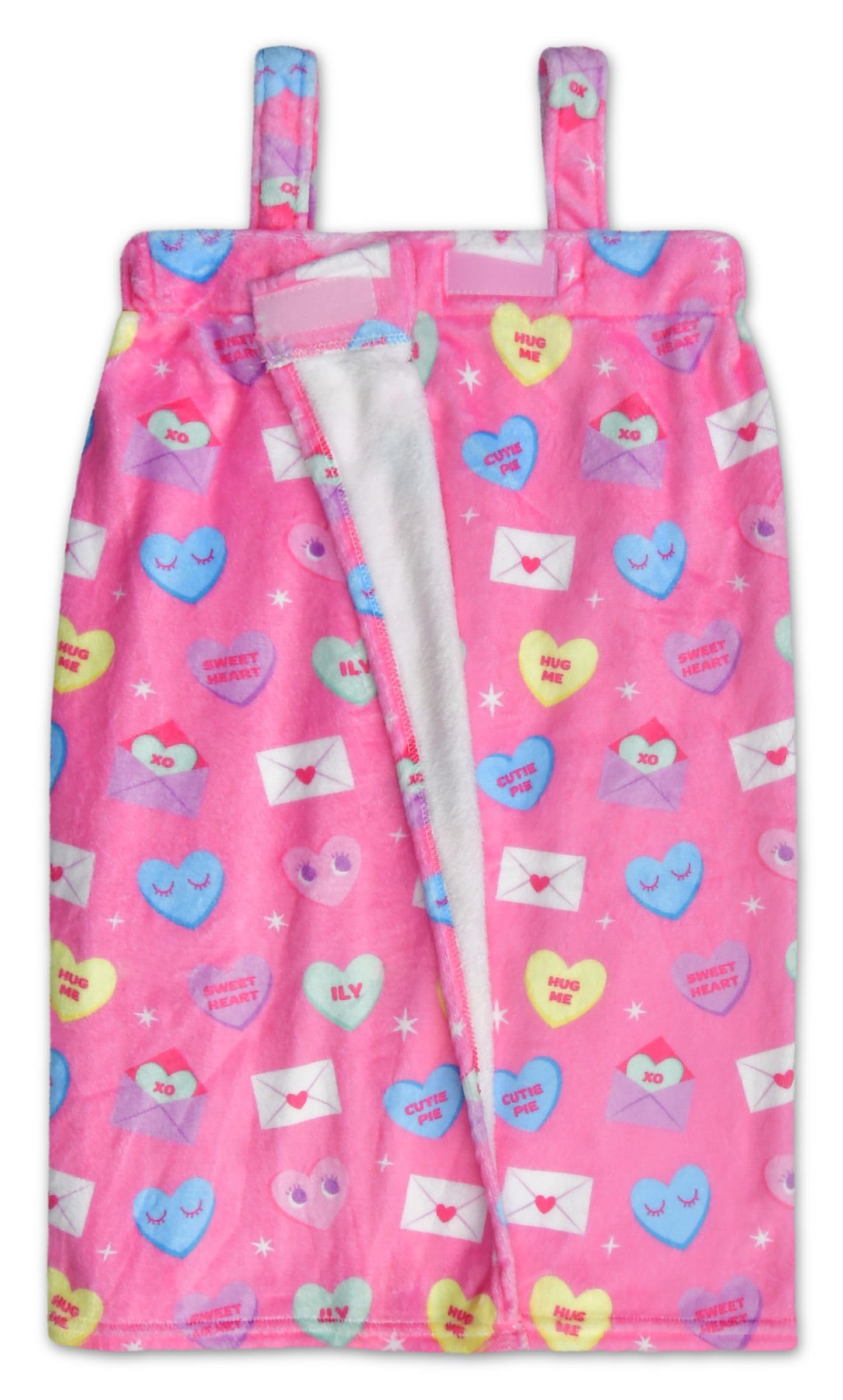 iscream Big Girls' Silky Soft Plush Spa Wrap for Home, Travel, Summer Camp - Hearts & Flowers Collection - Image 3