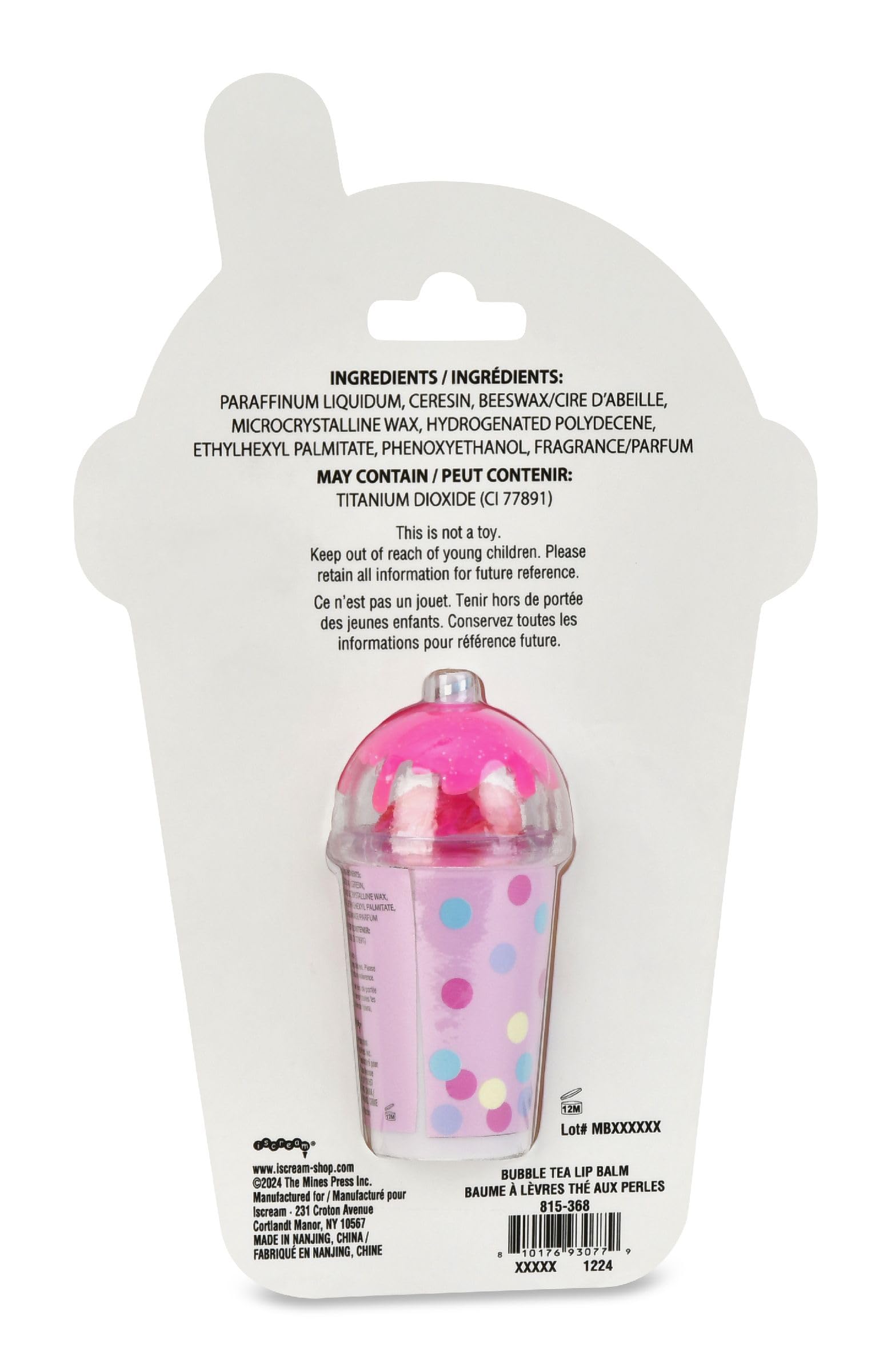 iscream Boba Bubble Tea Shaped Strawberry Scented Lip Balm - Image 3