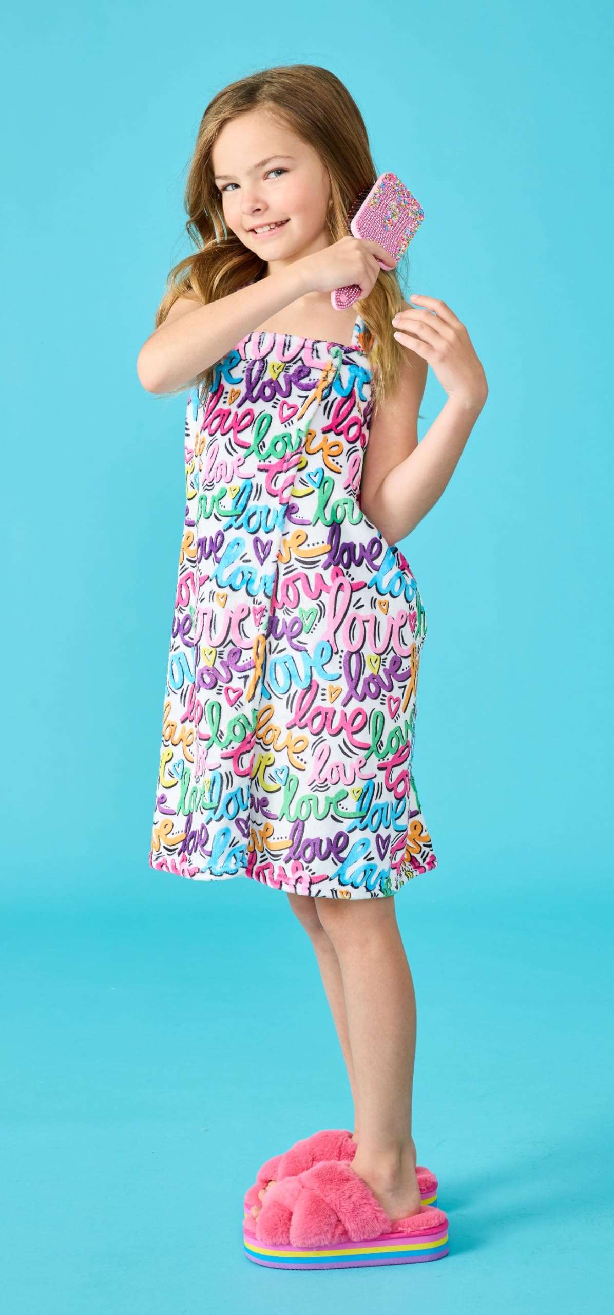 iscream + Corey Paige Designs Big Girls' Silky Soft Plush Spa Wrap for Home, Travel, Summer Camp - Live Brightly Collection - Image 5