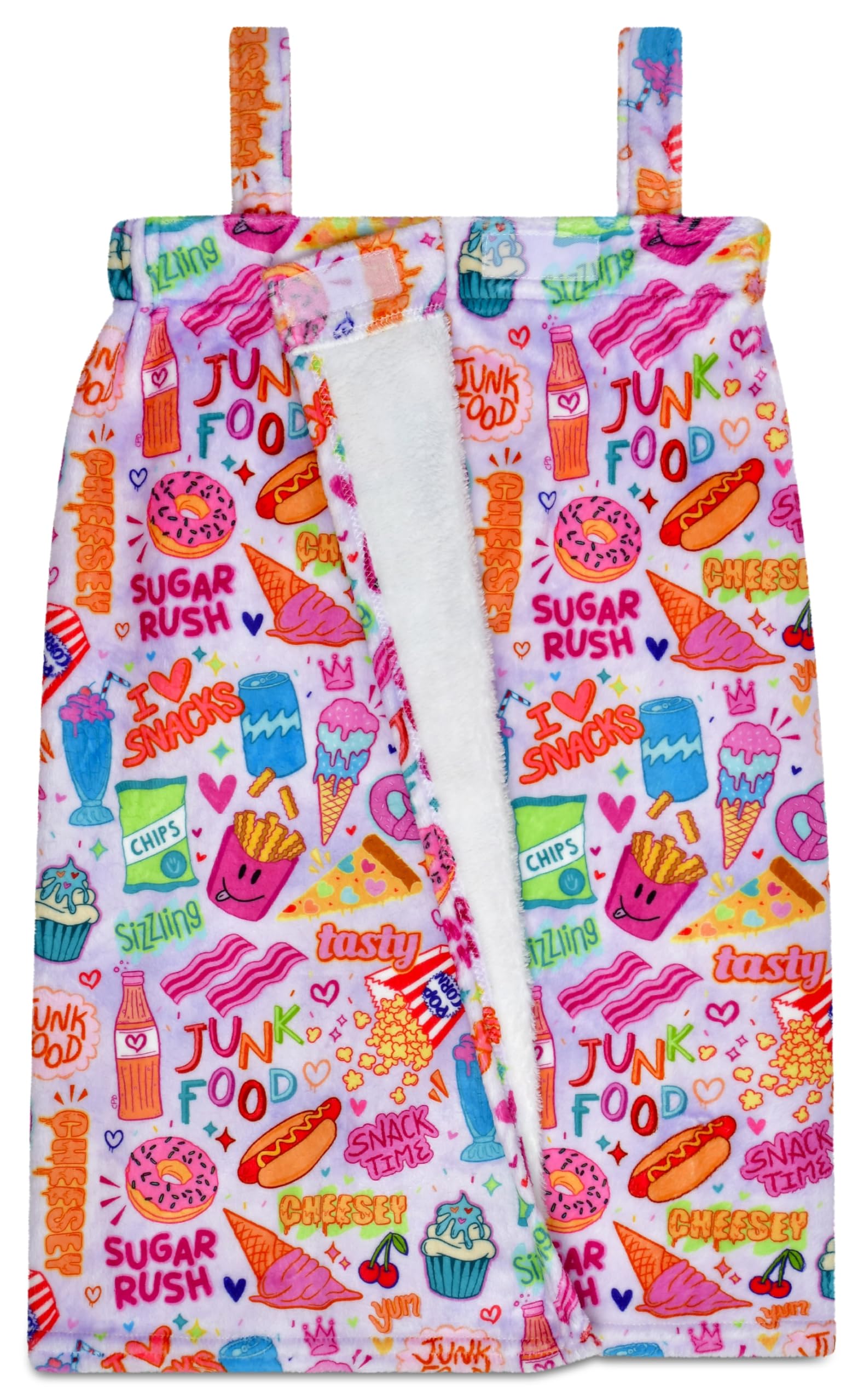 iscream + Corey Paige Designs Big Girls' Silky Soft Plush Spa Wrap for Home, Travel, Summer Camp - Live Brightly Collection - Image 3
