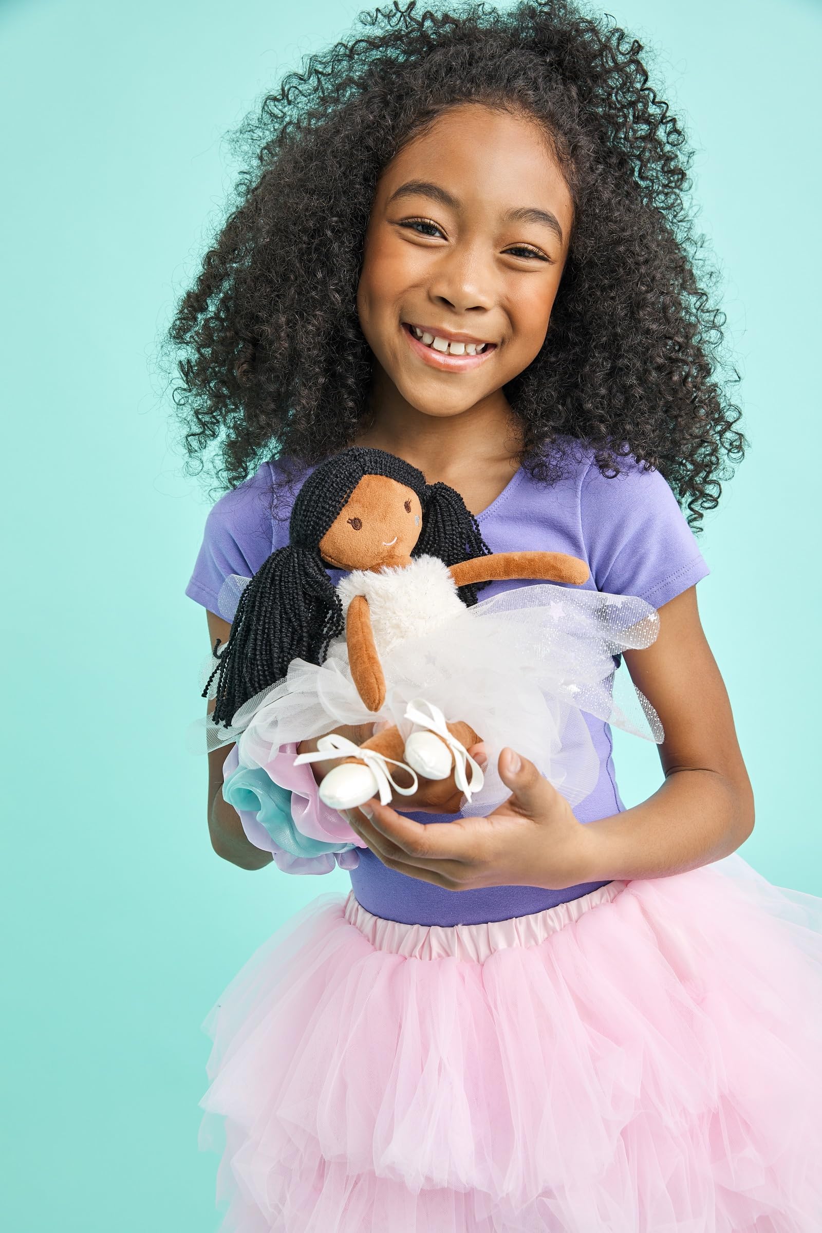 iscream Corps de Ballet Plush Allongé Ballerina with Glitter and Embroidered Accents for All Ages, Black Hair - Image 5