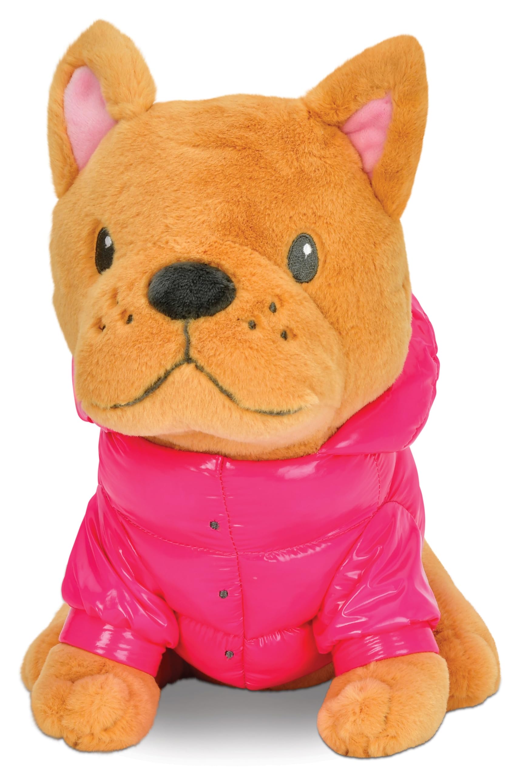 iscream Cozy Plush 10" Frenchie in a Puffer Hoodie French Bulldog with Embroidered Accents - Image 3
