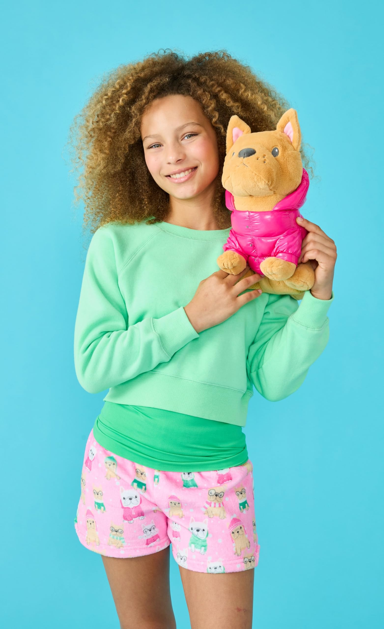 iscream Cozy Plush 10" Frenchie in a Puffer Hoodie French Bulldog with Embroidered Accents - Image 7