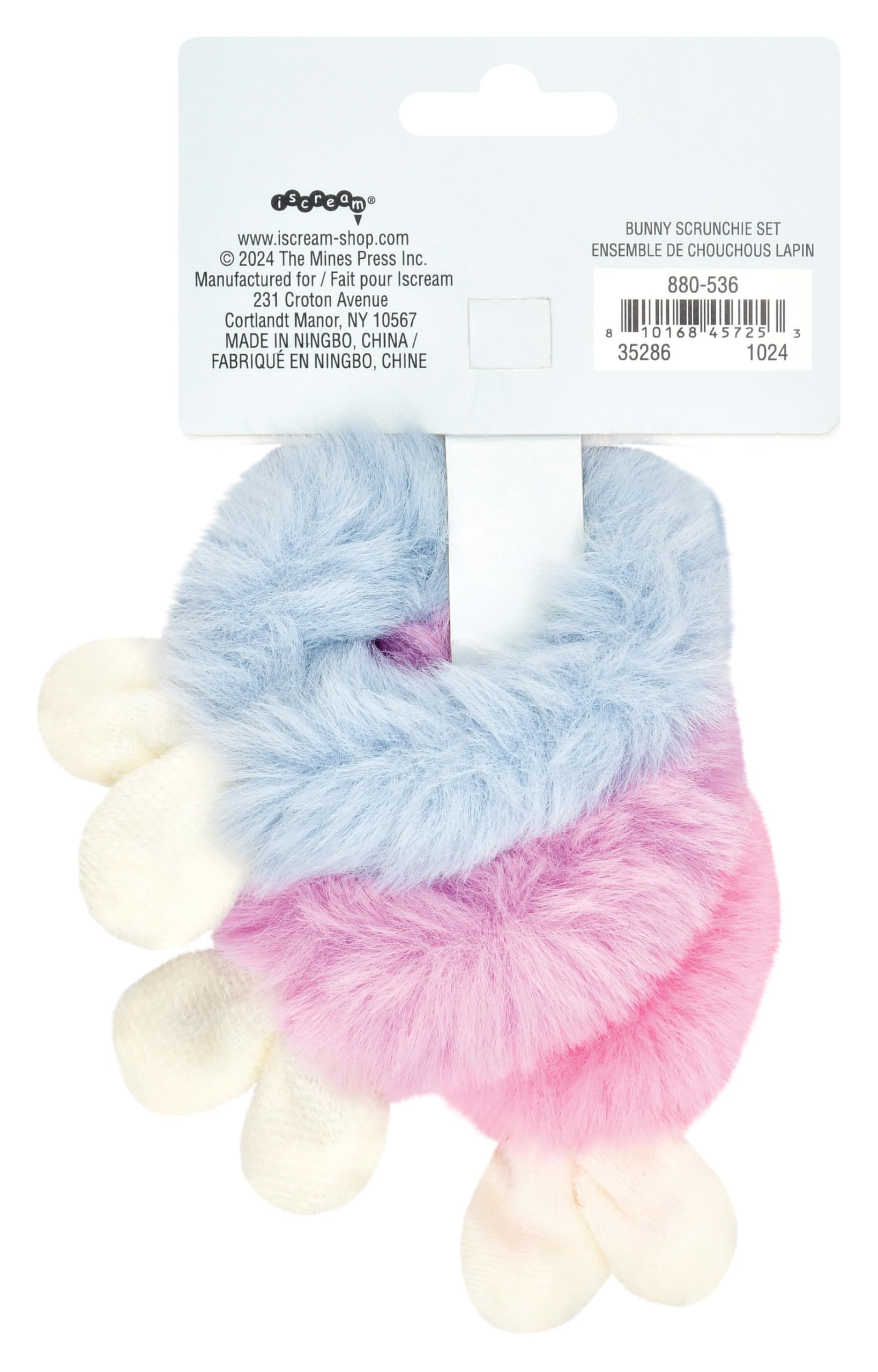 iscream Furry Set of 3 Scrunchies with Bunny Ear Embellishments - Pink, Lavender and Blue - Image 6