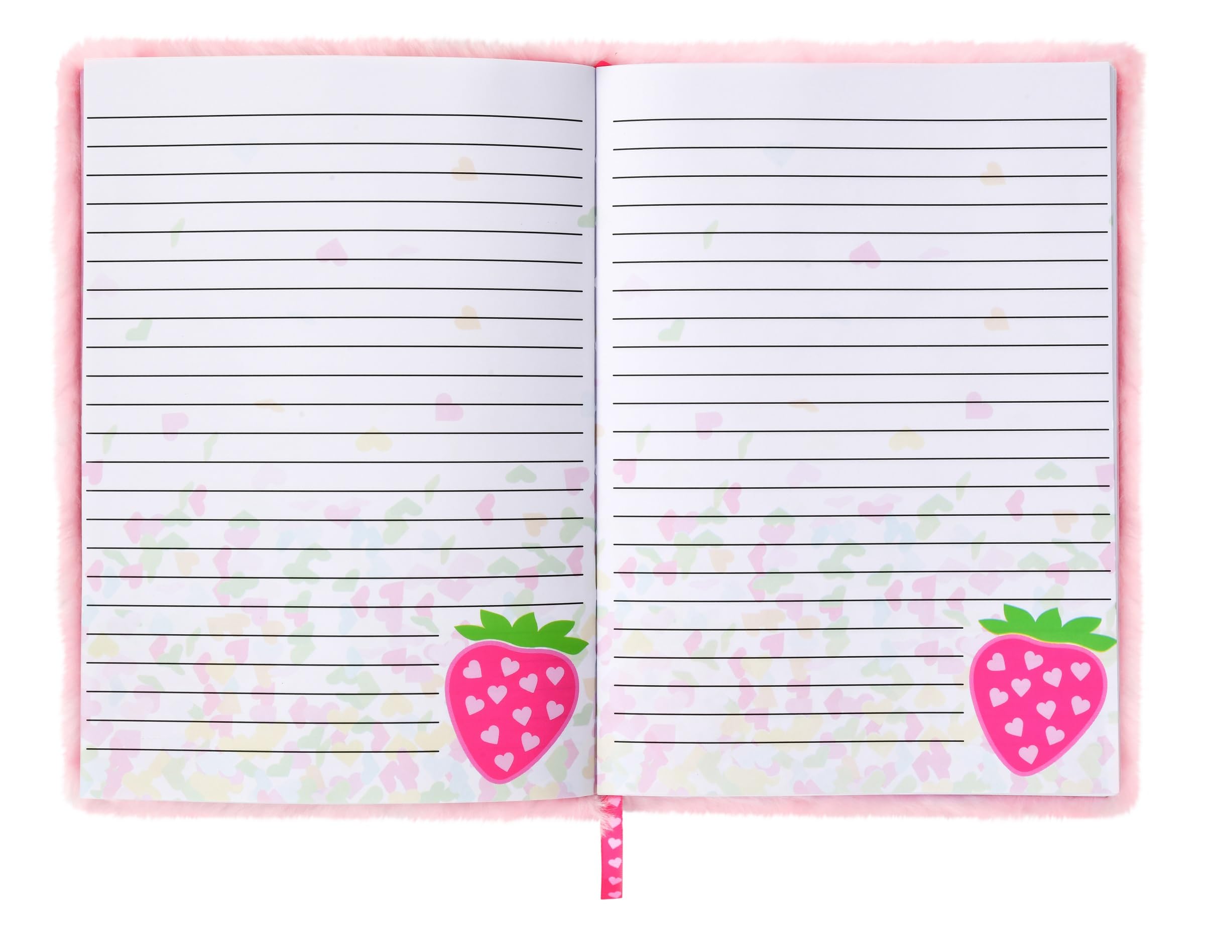 iscream Plush Fur Floating Glitter Book-Bound Lined-Page 8.5" Journal - Sweet Strawberry - Image 3