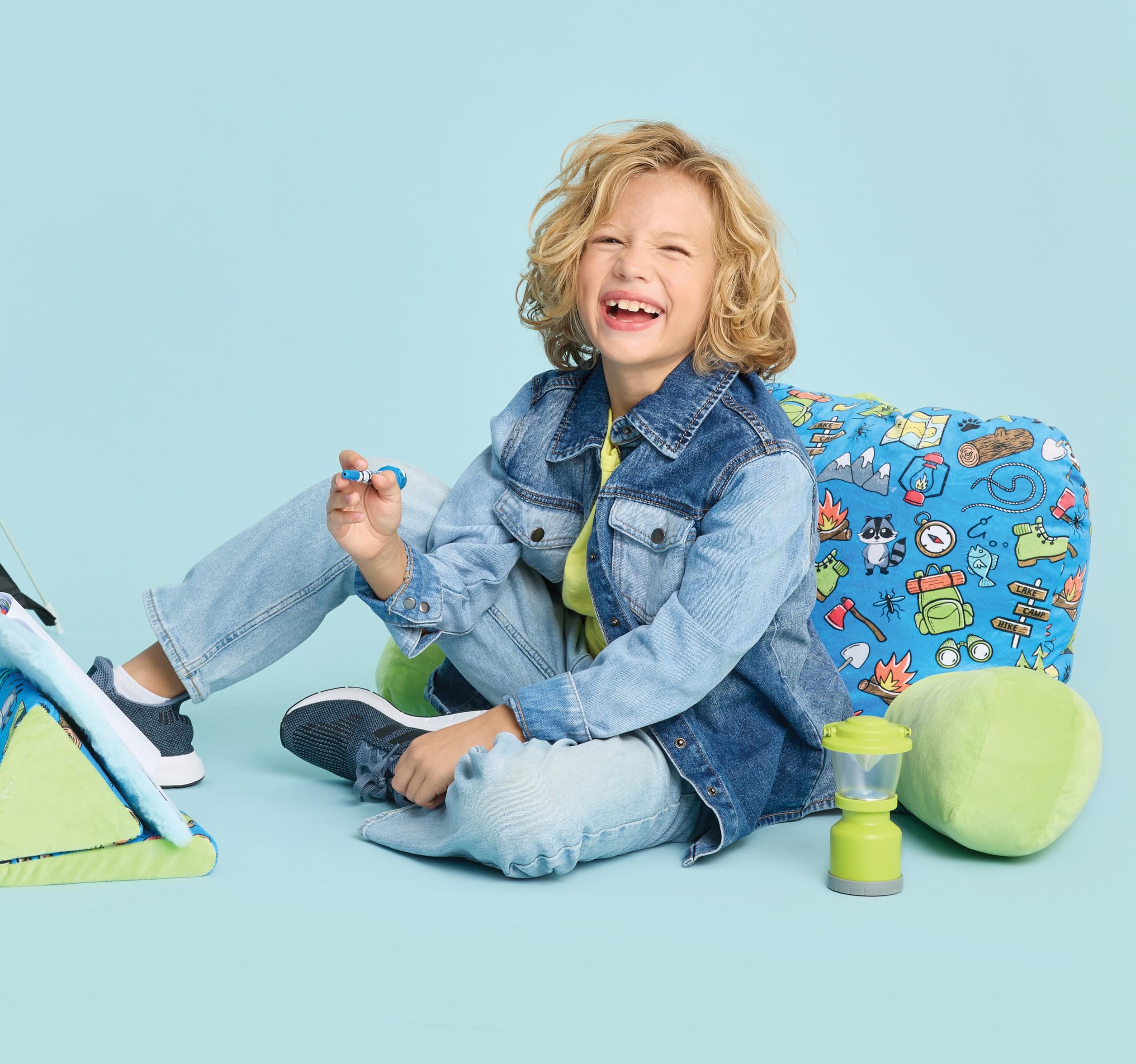 iscream Silky Soft Plush 37.5" x 15.5" Lounge and Reading Bed Support Pillow - Camp Out - Image 4