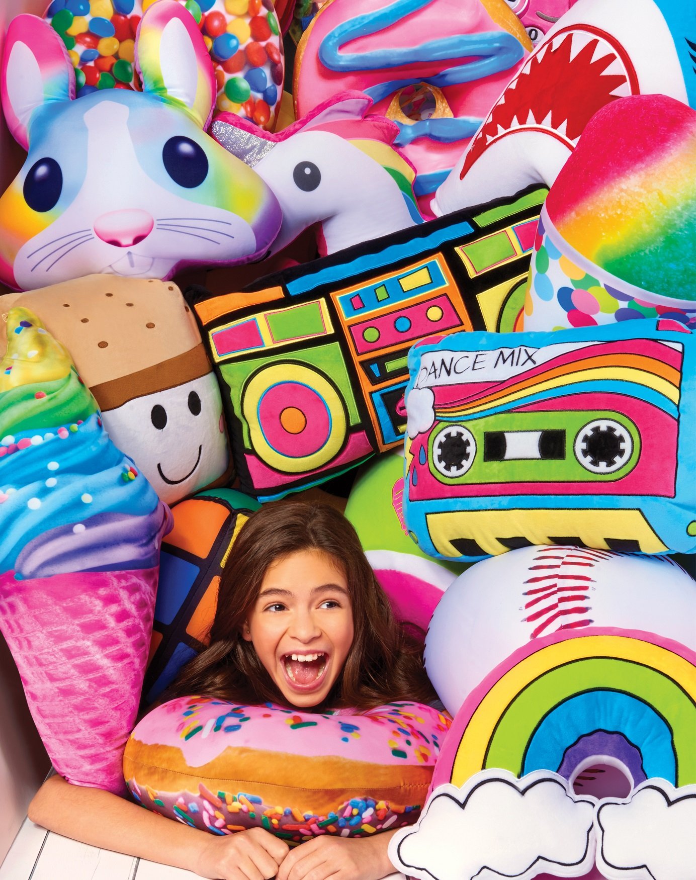 iscream SWAK Giant 29.5" x 23" Lips Shaped Microbead Accent Pillow, Metallic Pink and Rainbow - Image 4