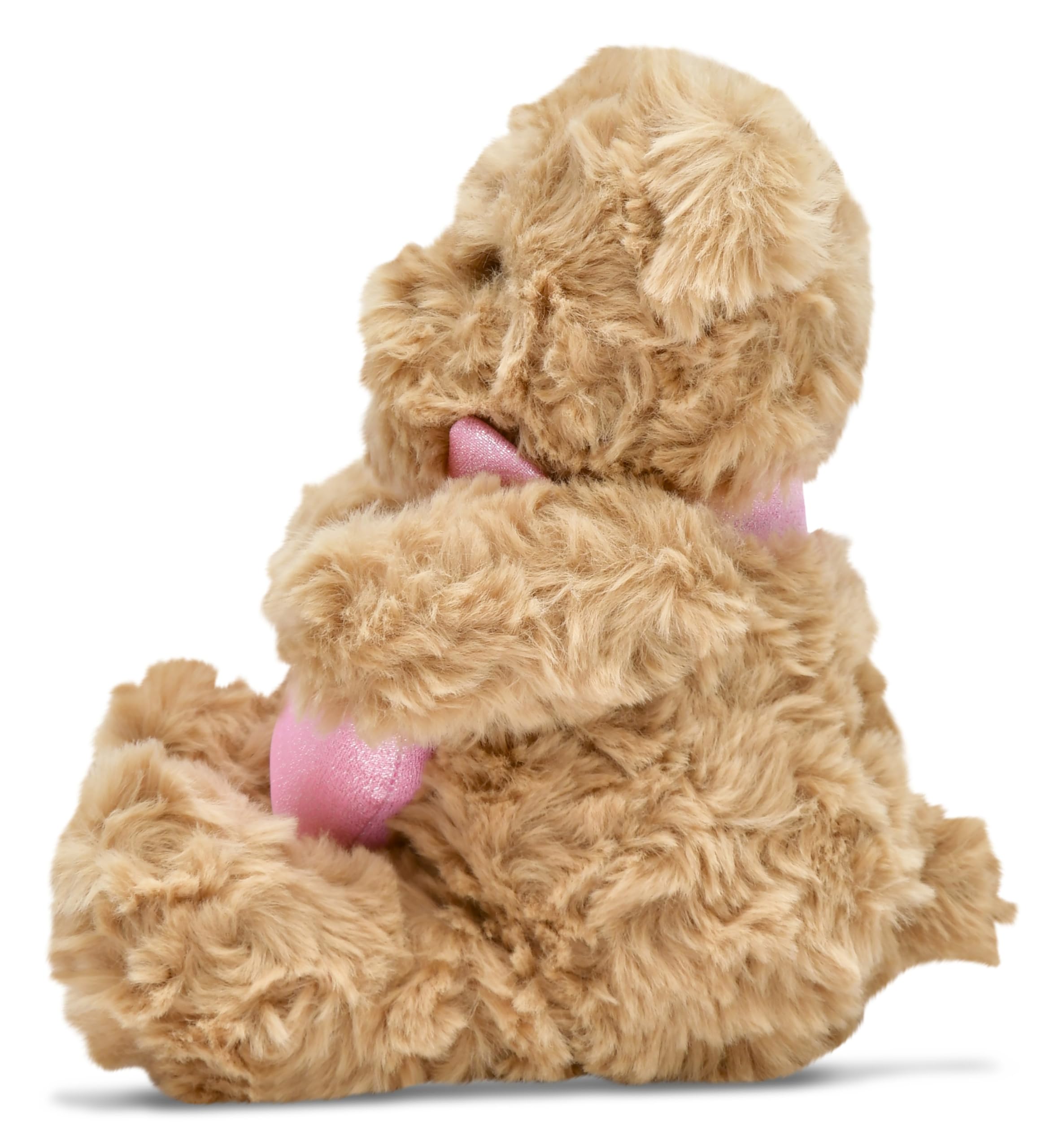 iscream Sweet Heart Friends 10" Curly Fur Plush Teddy Bear Holding a Glittery Heart with Embroidered Accents for All Ages - Image 4