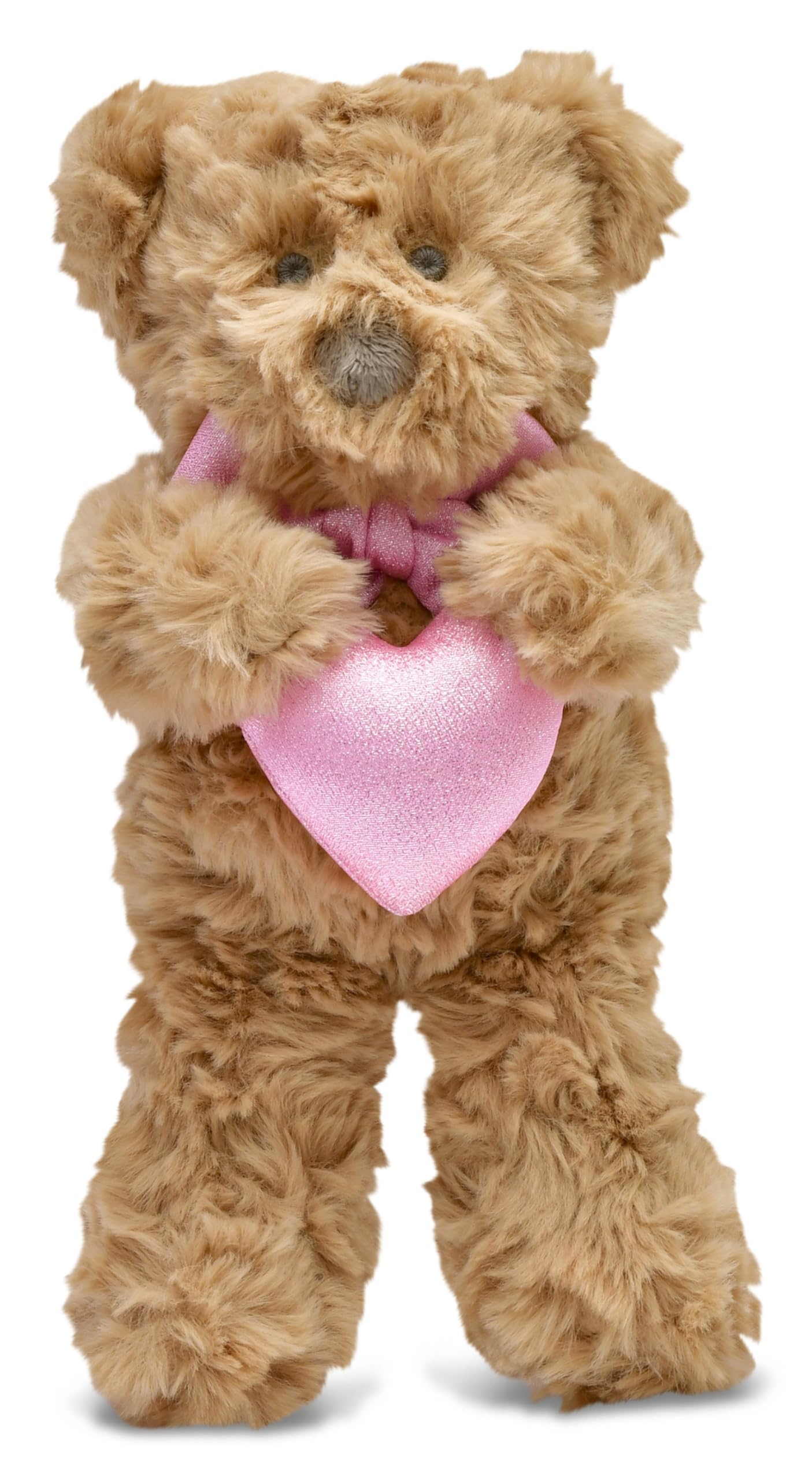iscream Sweet Heart Friends 10" Curly Fur Plush Teddy Bear Holding a Glittery Heart with Embroidered Accents for All Ages - Image 5