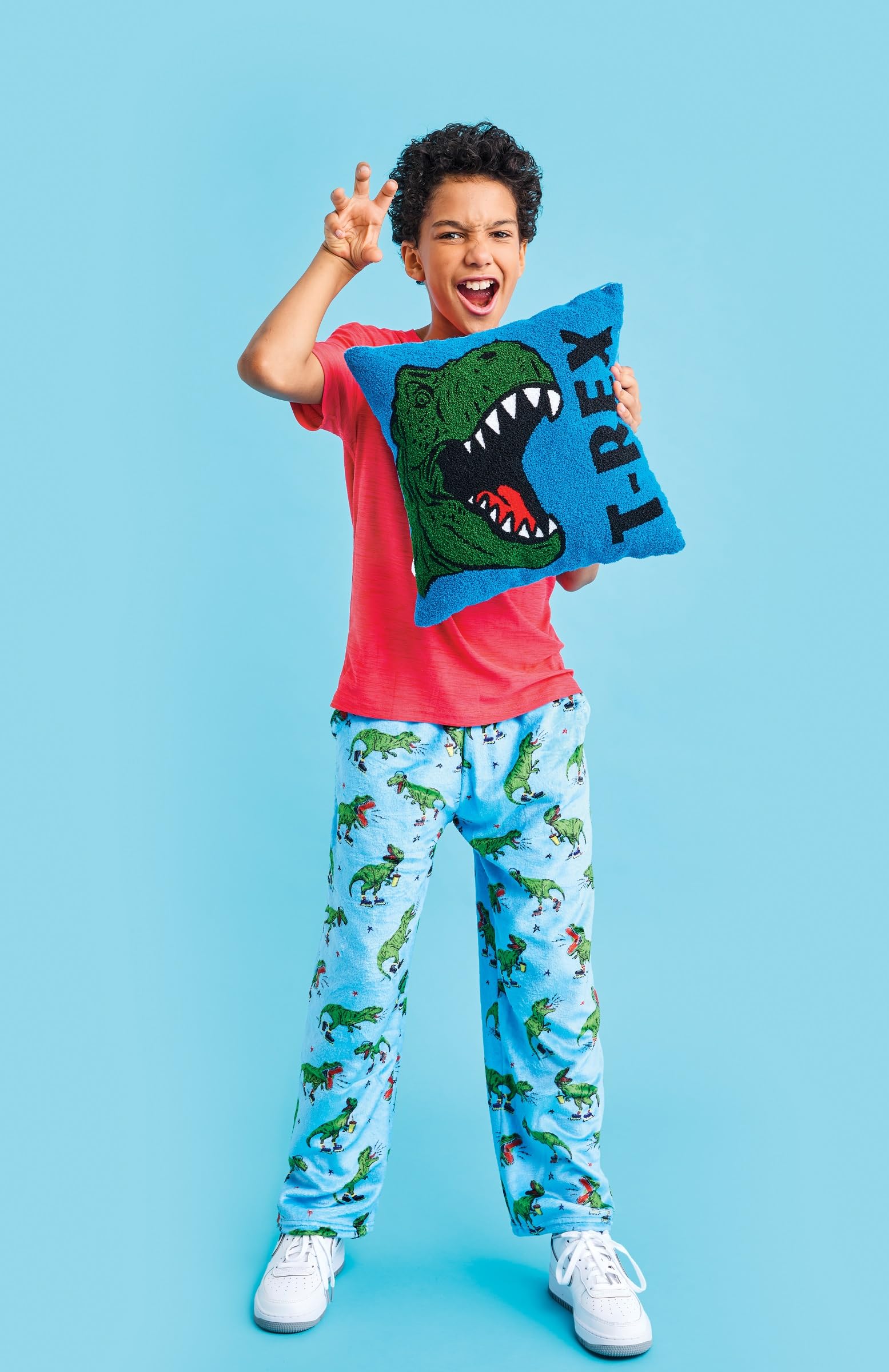 iscream T-Rex Roar 14" Square Chenille & Fleece Accent Pillow - Image 5