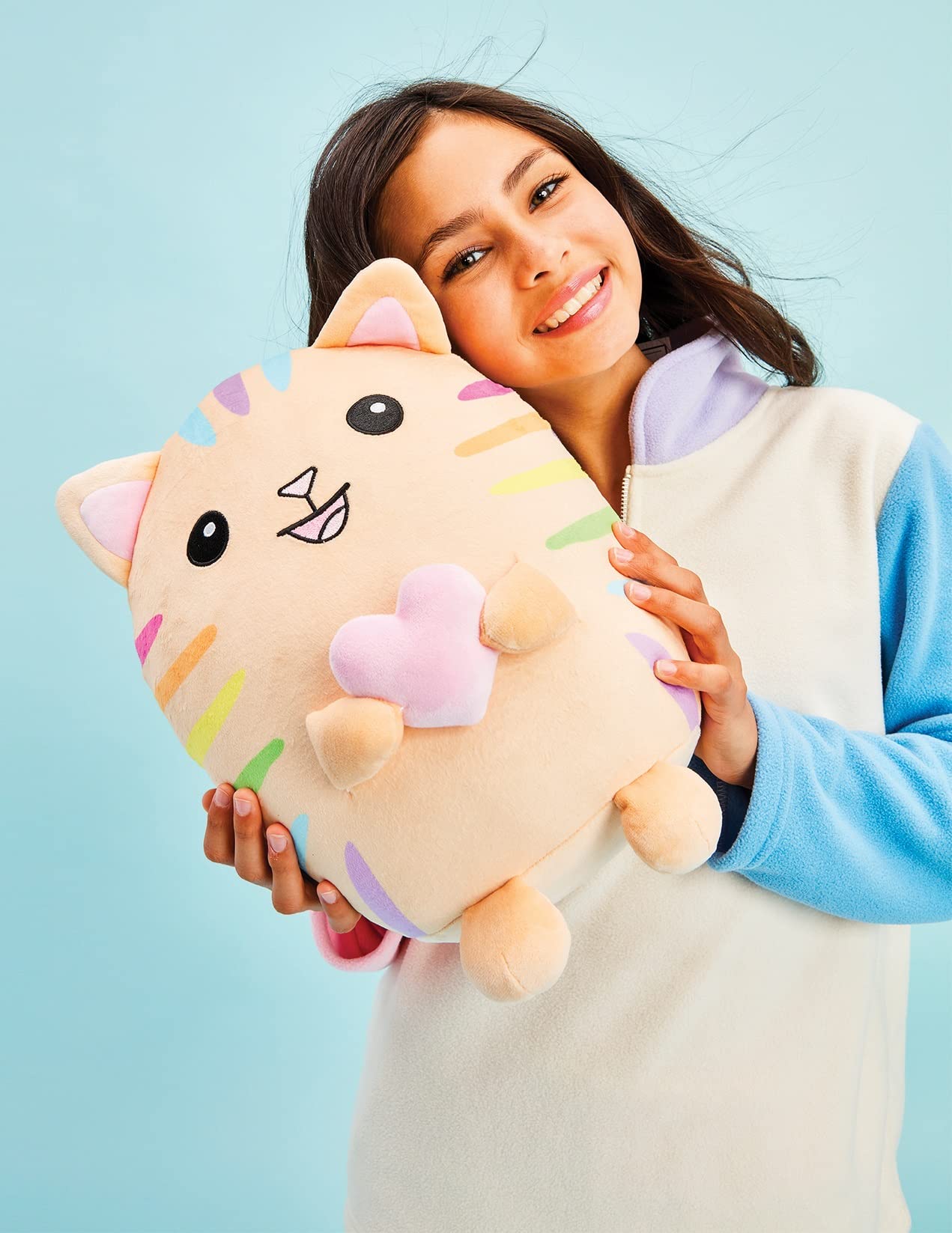 iscream Toby Rainbow Stripe Tiger Softest Fleece 12" Pillow with Embroidered Accents - Image 3